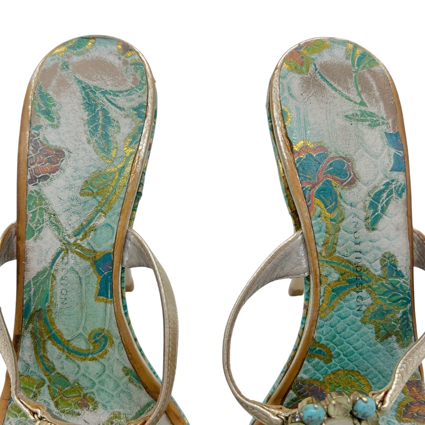 Giuseppe Zanotti Blue & Gold Crystal Platform Sandals