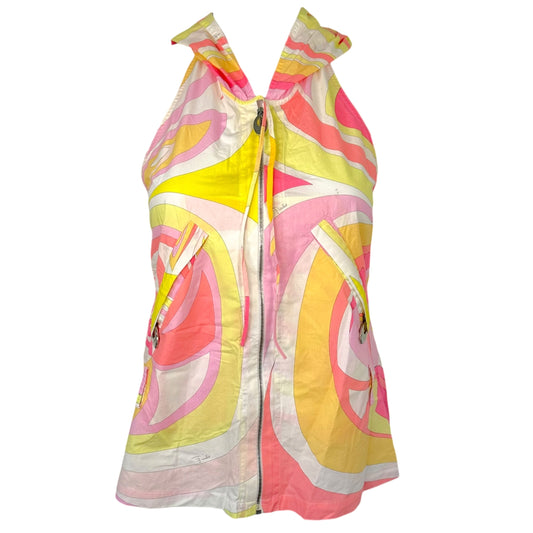 Emilio Pucci Pink & Yellow Printed Hooded Halterneck Top