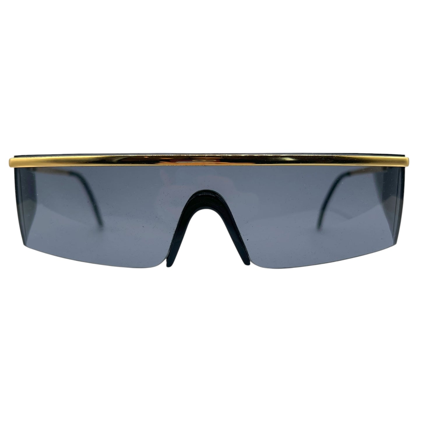 Versace N60 Black & Gold Shield Sunglasses w/ Case
