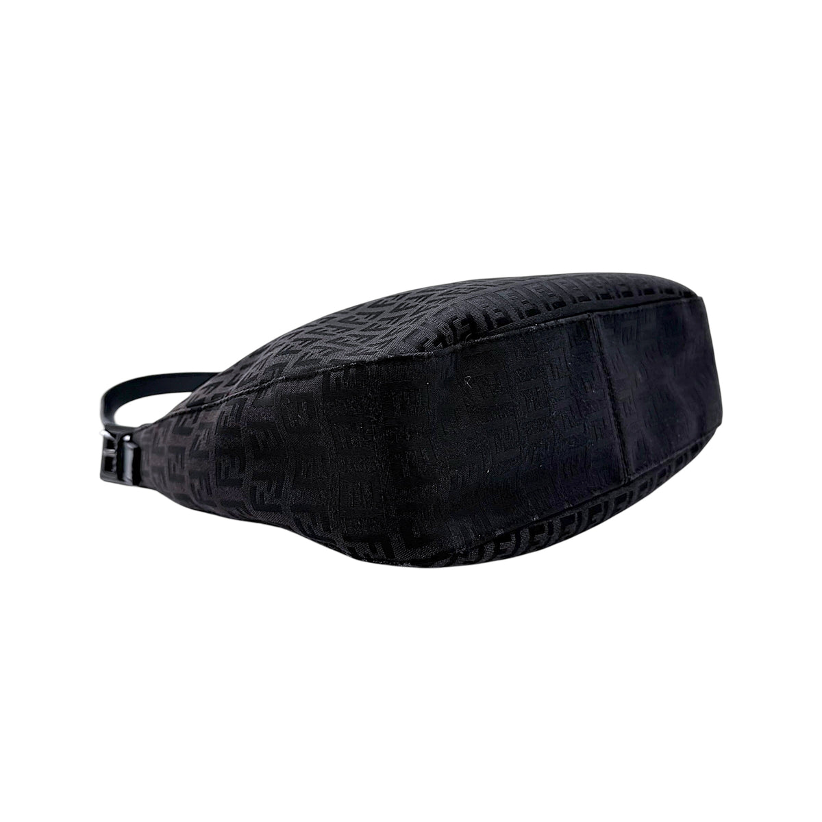 Fendi Black Zucchino Monogram Shoulder Baguette Bag