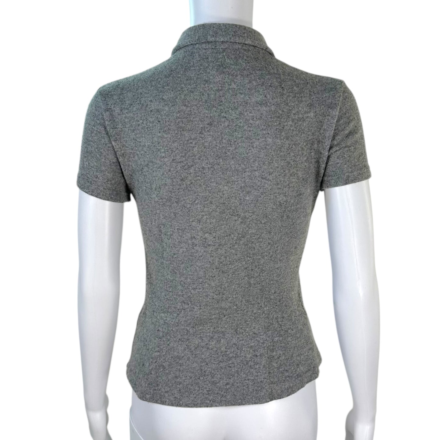 D&G Dolce & Gabbana 90's Gray Knit Button Up Logo Top