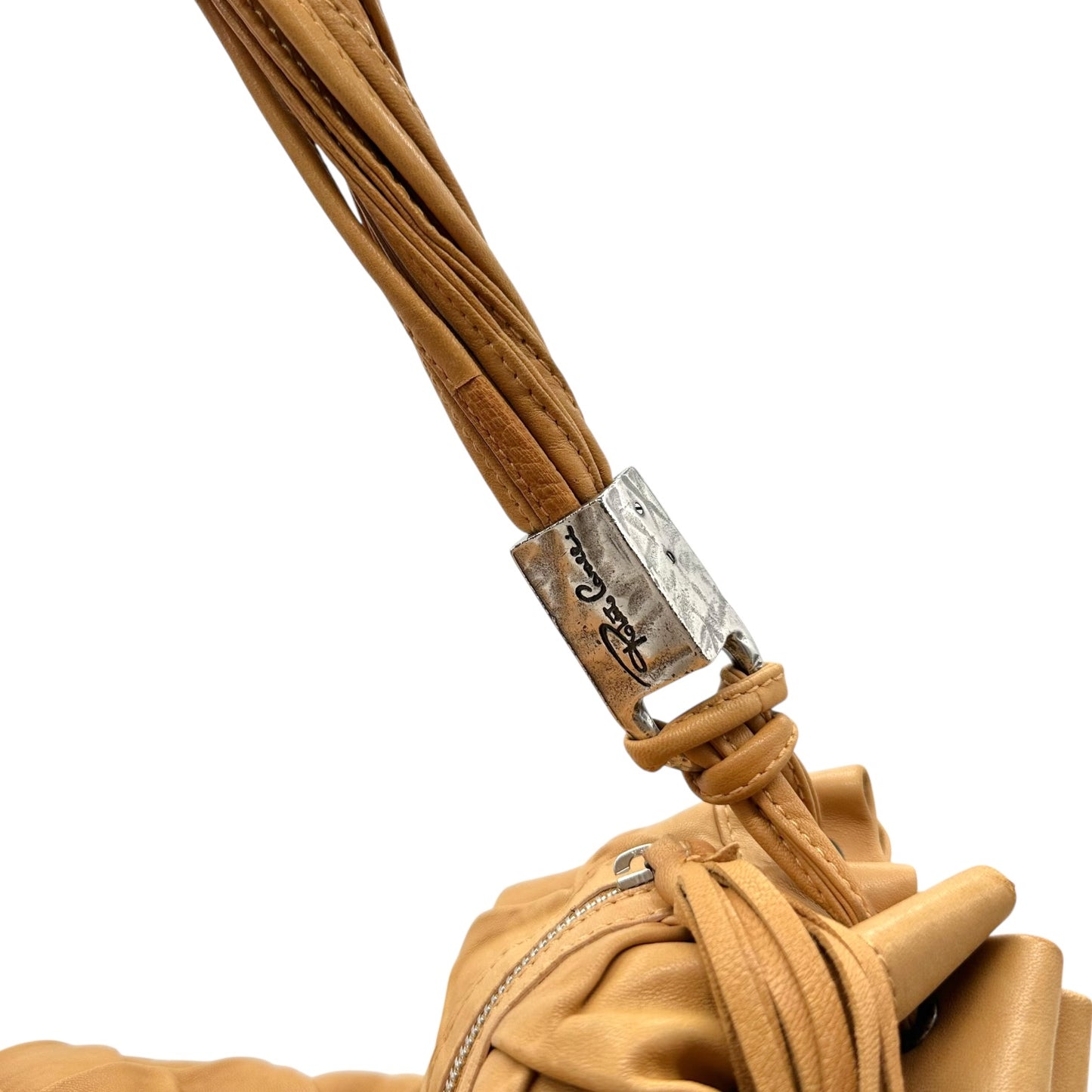 Roberto Cavalli Tan Leather Fringe Trim Hobo Shoulder Bag