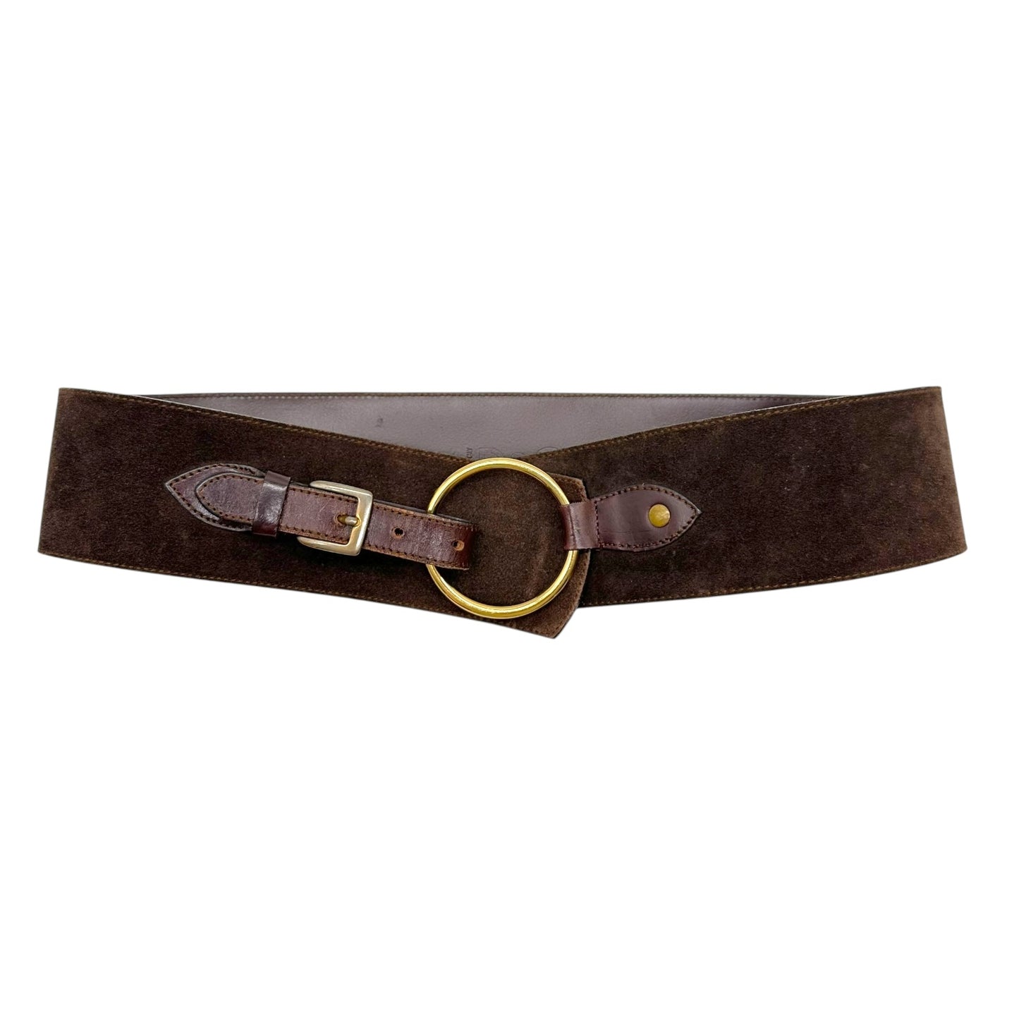 D&G Dolce & Gabbana Brown Suede Wide Waist Belt