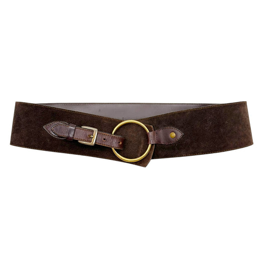 D&G Dolce & Gabbana Brown Suede Wide Waist Belt