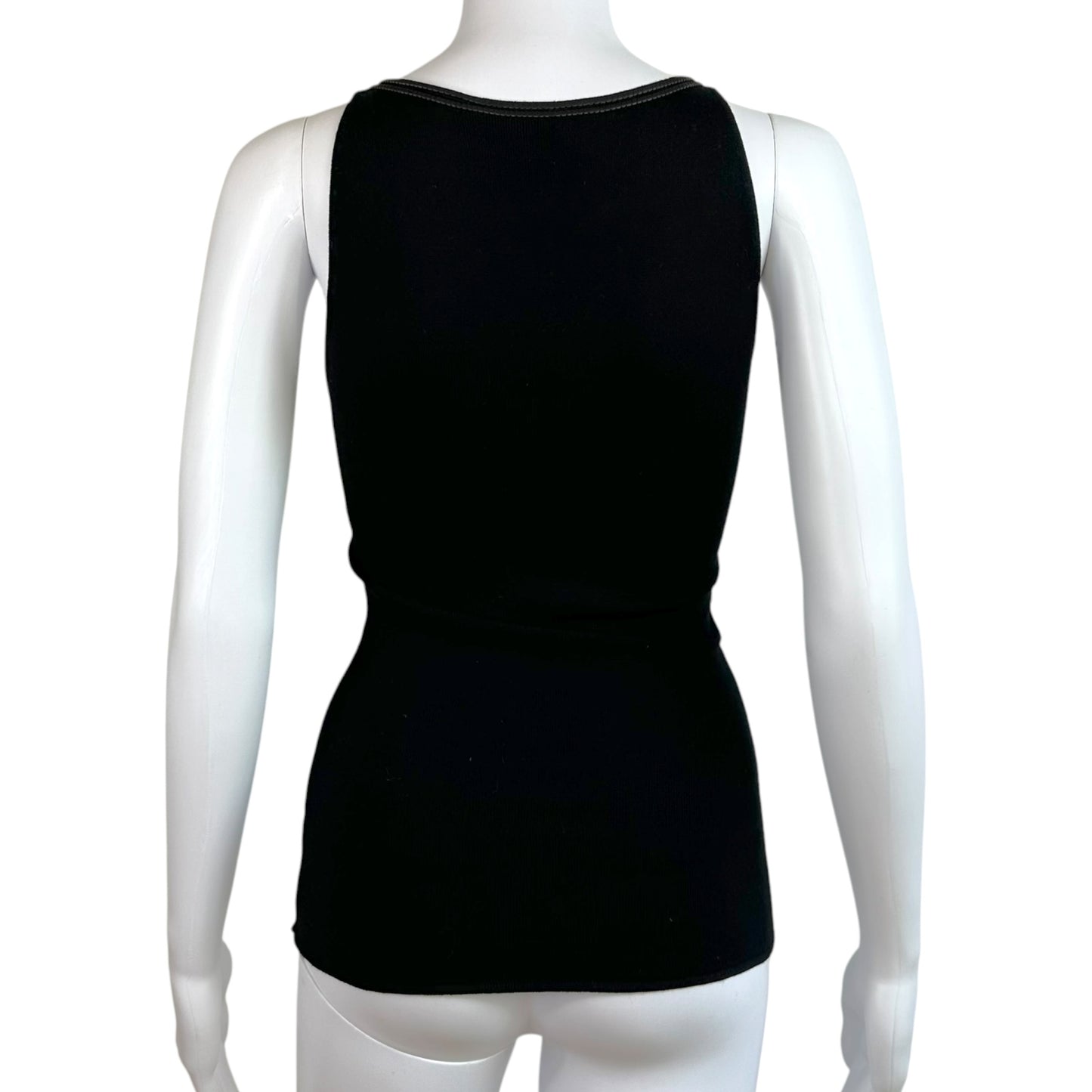 Roberto Cavalli Knit Tank Black Lambskin Leather Panel