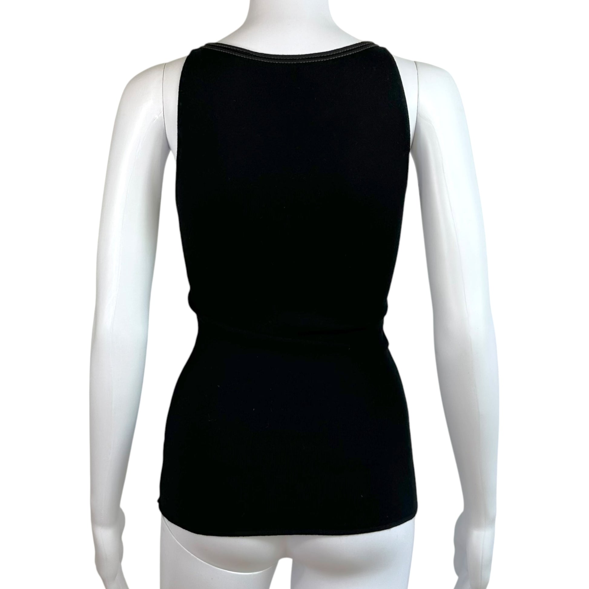 Roberto Cavalli Knit Tank Black Lambskin Leather Panel