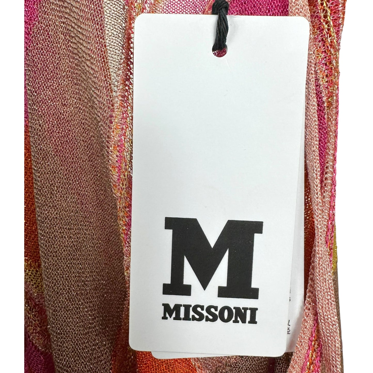 M Missoni Pink & Orange Metallic Semi-Sheer Knit Blouse NEW