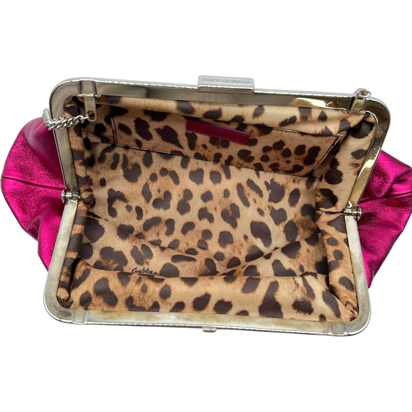 Dolce & Gabbana Metallic Pink Silver Clutch Bag