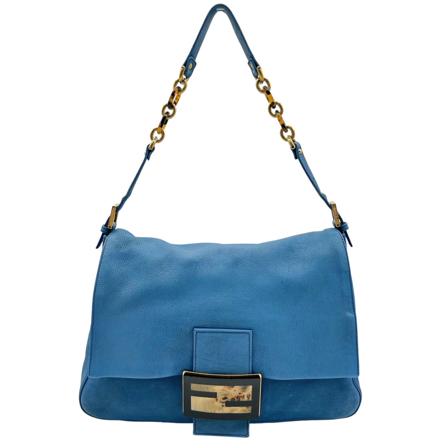 Fendi Blue Leather Large Mama Baguette Bag
