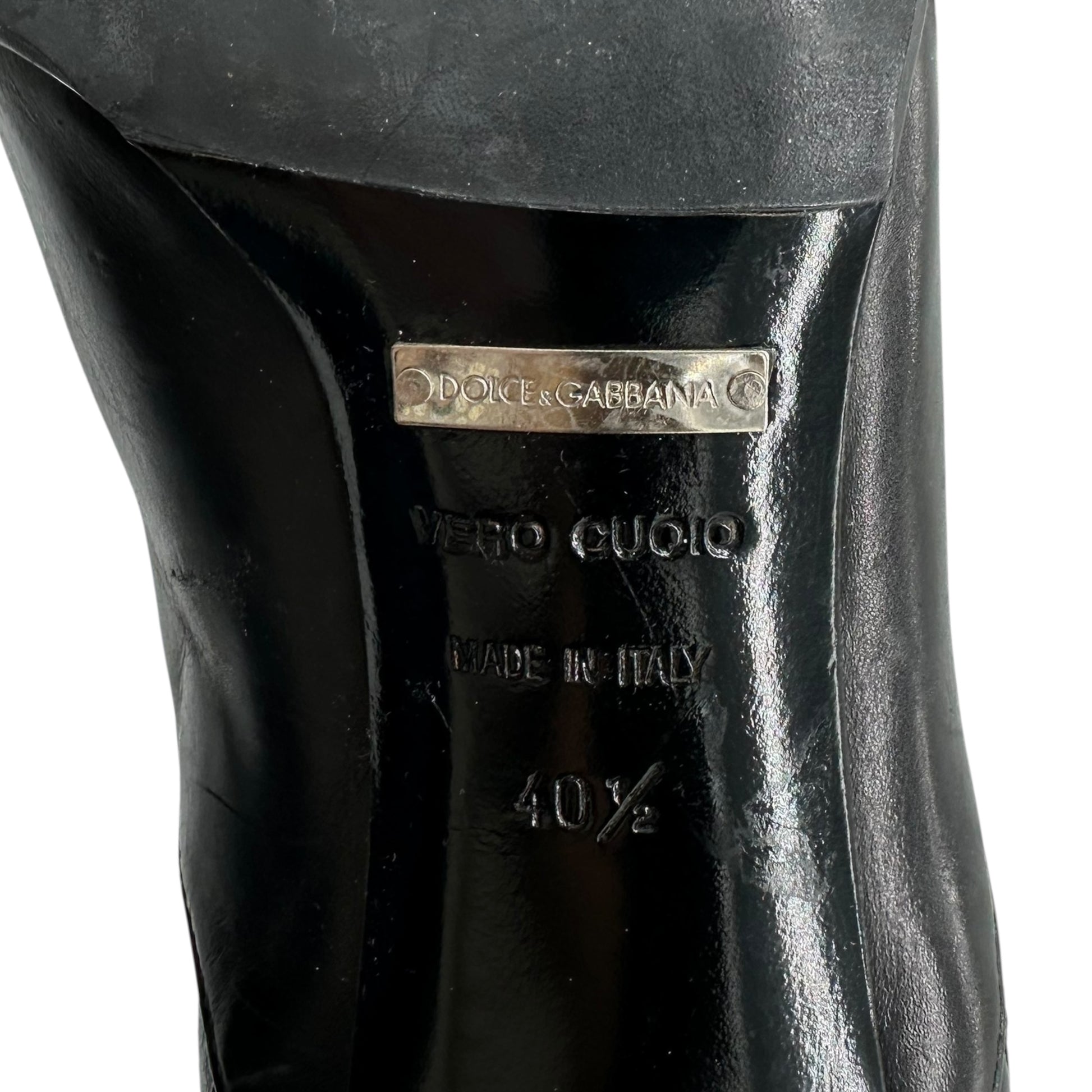 Dolce & Gabbana Black Leather Hook & Eye Boots - Outfit Repeater