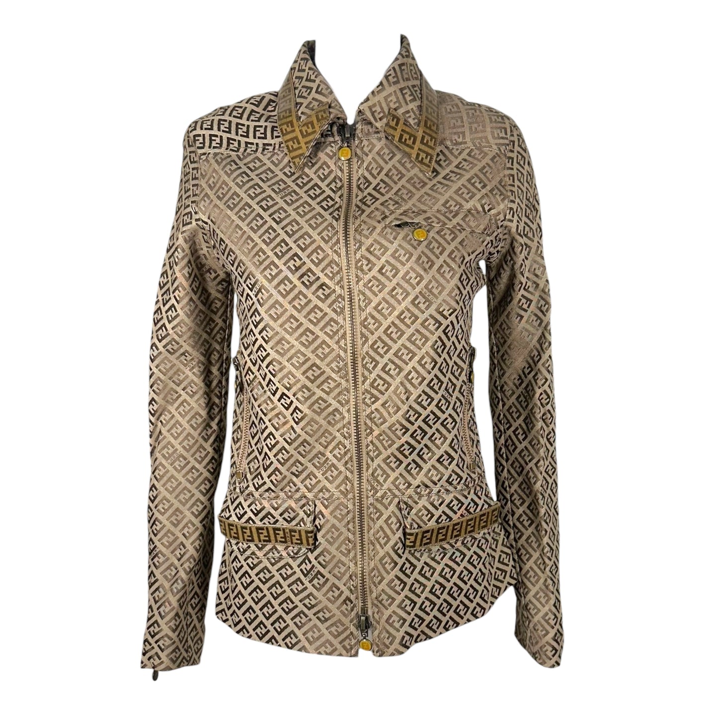 Fendi Brown Zucchino Monogram Print Jacket