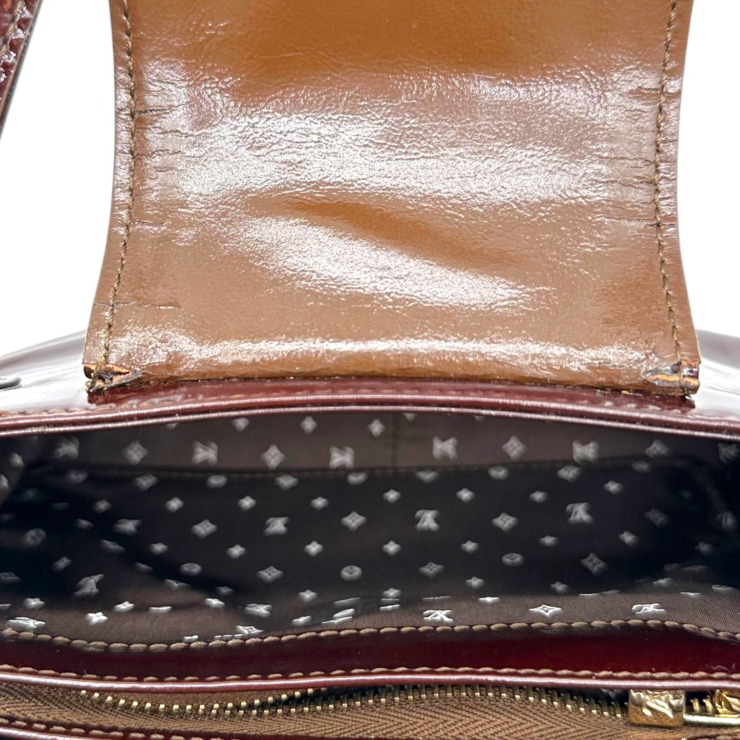 Louis Vuitton Burgundy & Ivory Patent Leather Bicolor Cruise Sac Bag