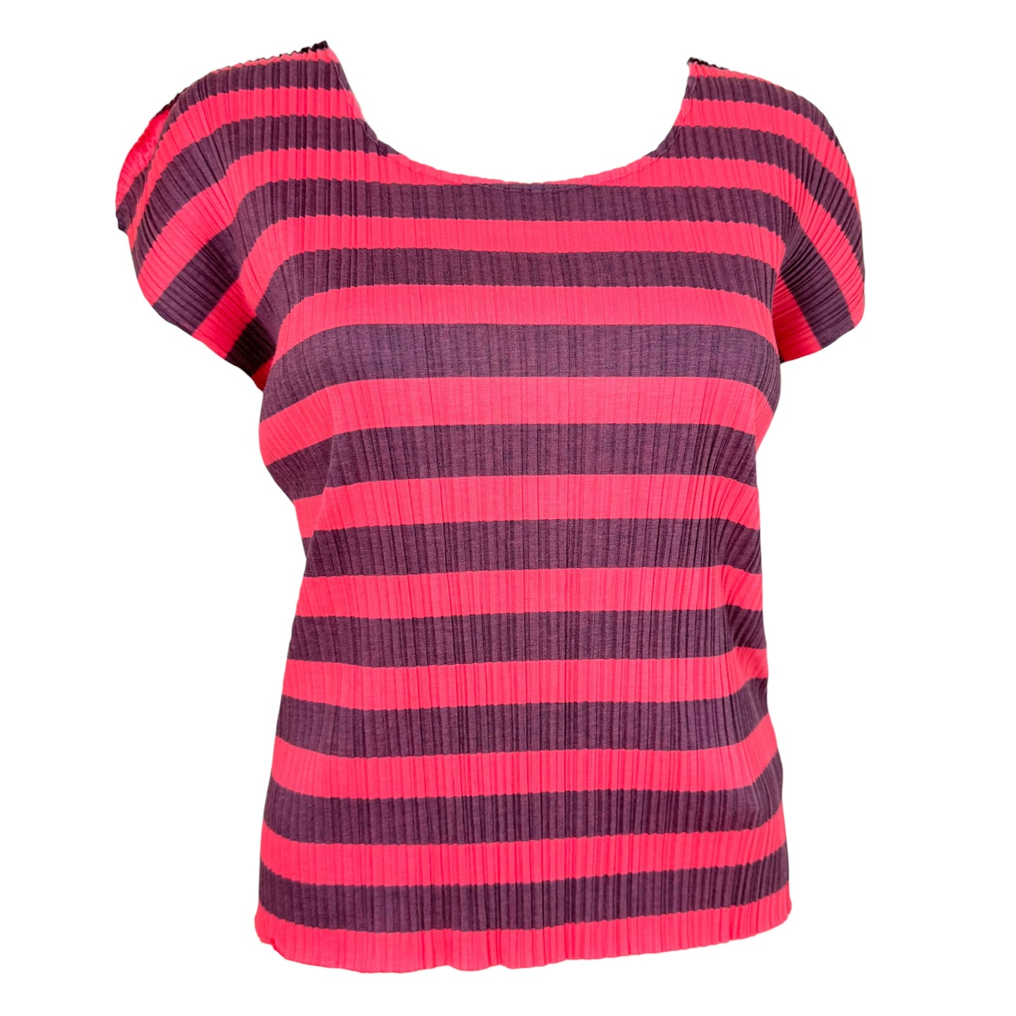 Issey Miyake Pleats Please Pink & Purple Striped Pleated Tank Top Sz 3
