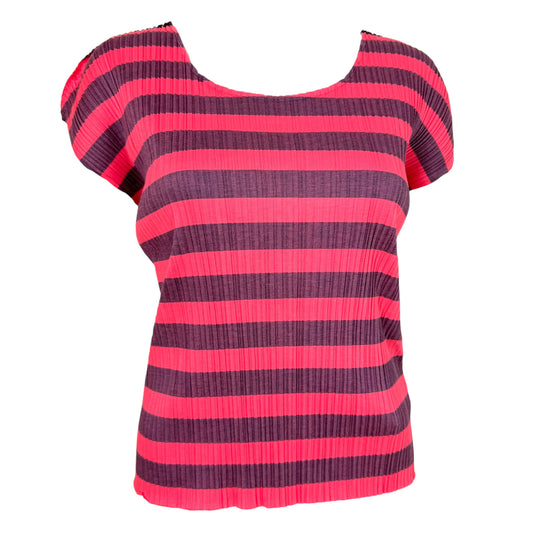 Issey Miyake Pleats Please Pink Purple Striped Tank Top