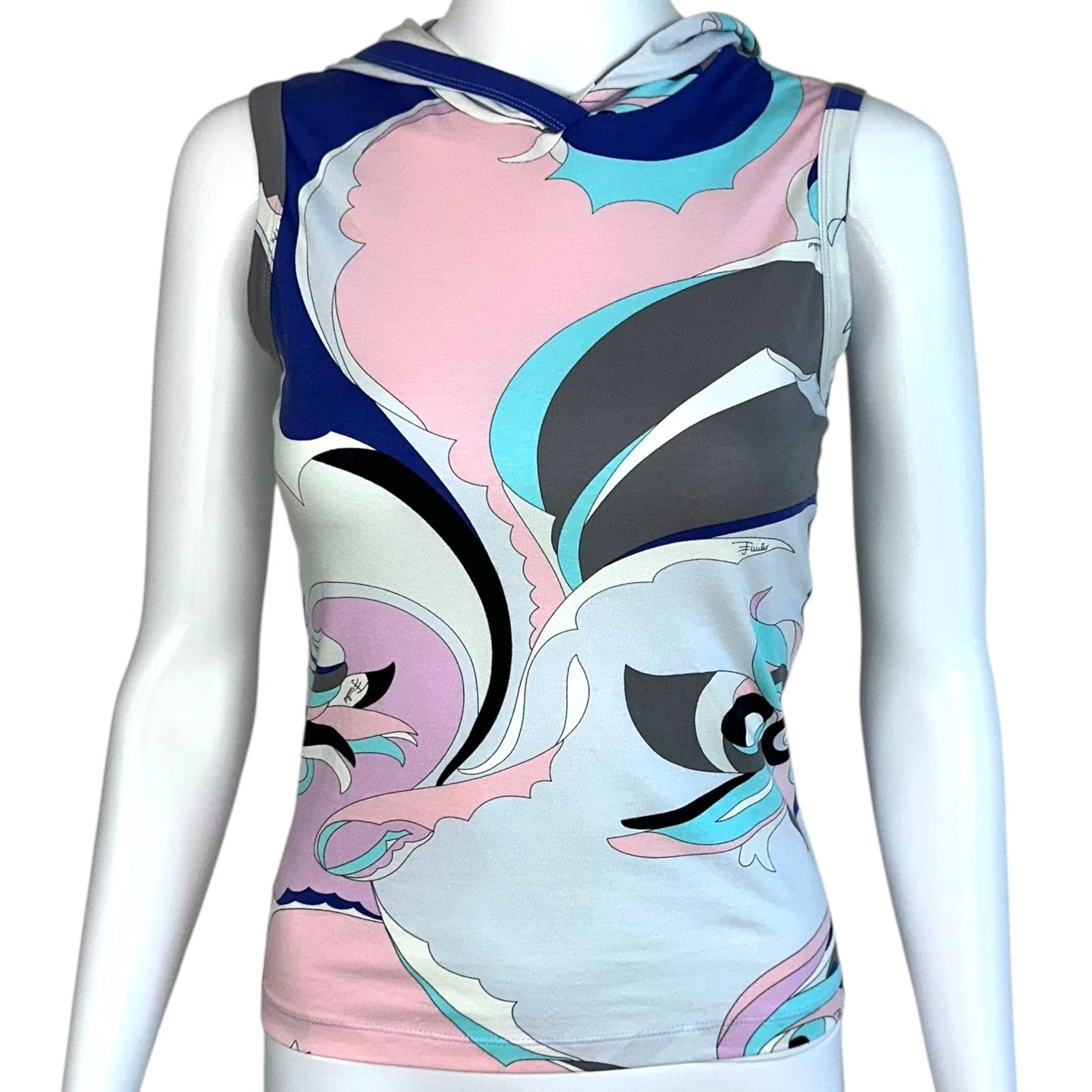 Emilio Pucci Pink & Blue Printed Hooded Tank NEW - Outfit Repeater