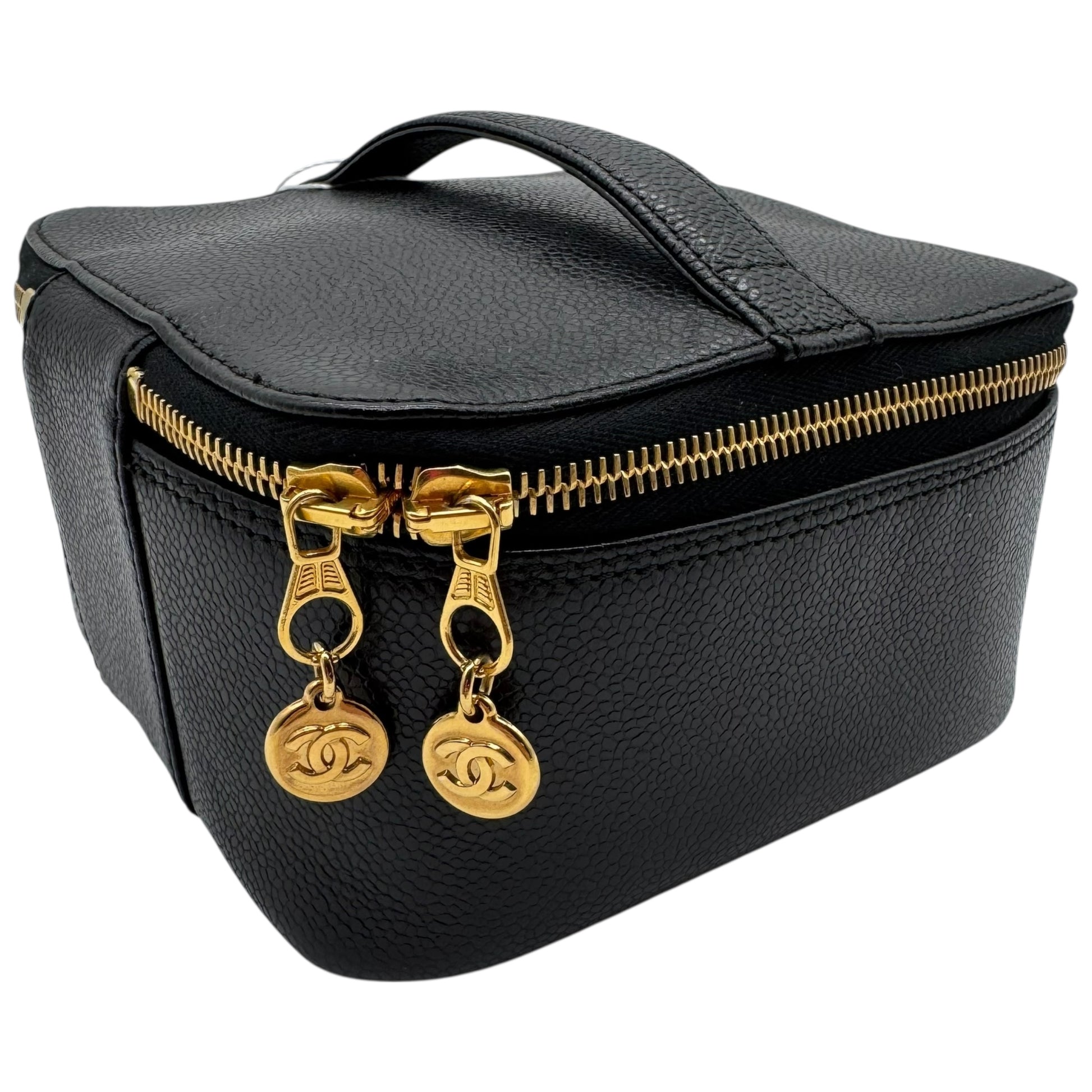 Chanel Black Caviar Leather Square Top Handle Small Vanity Bag 1996-97 - Outfit Repeater