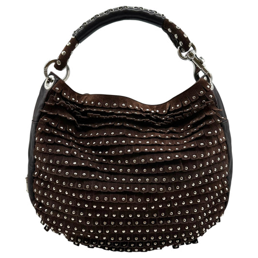 Jimmy Choo Brown Suede & Leather Studded Fringe Hobo Bag