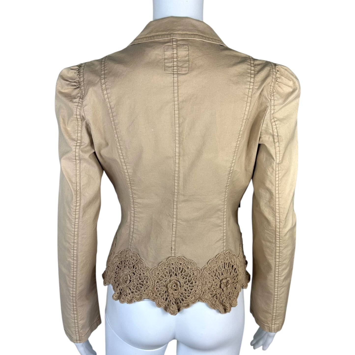 Moschino Jeans Tan Crochet Trim Blazer Jacket