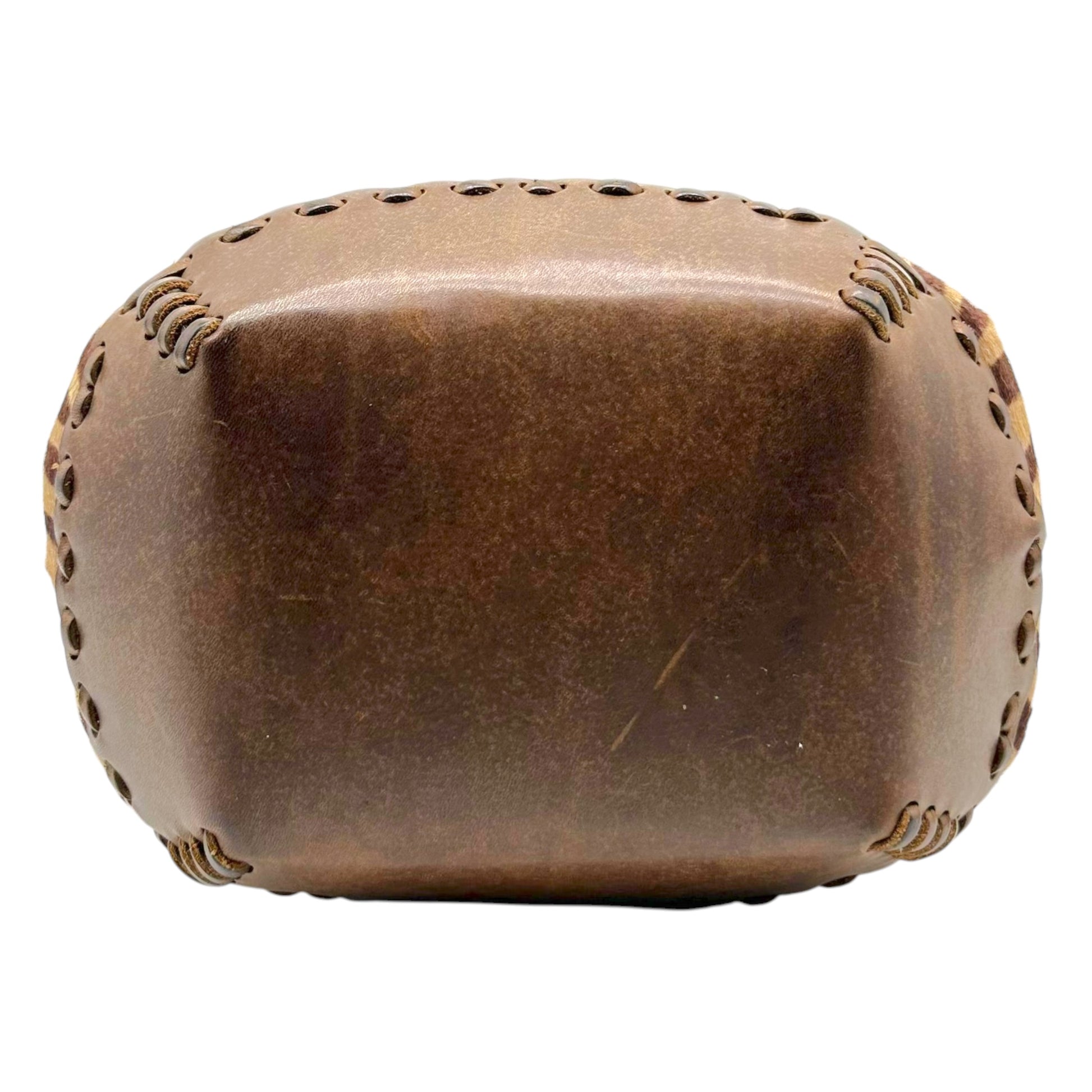 Valentino Brown Zebra Print Ponyhair Bucket Bag