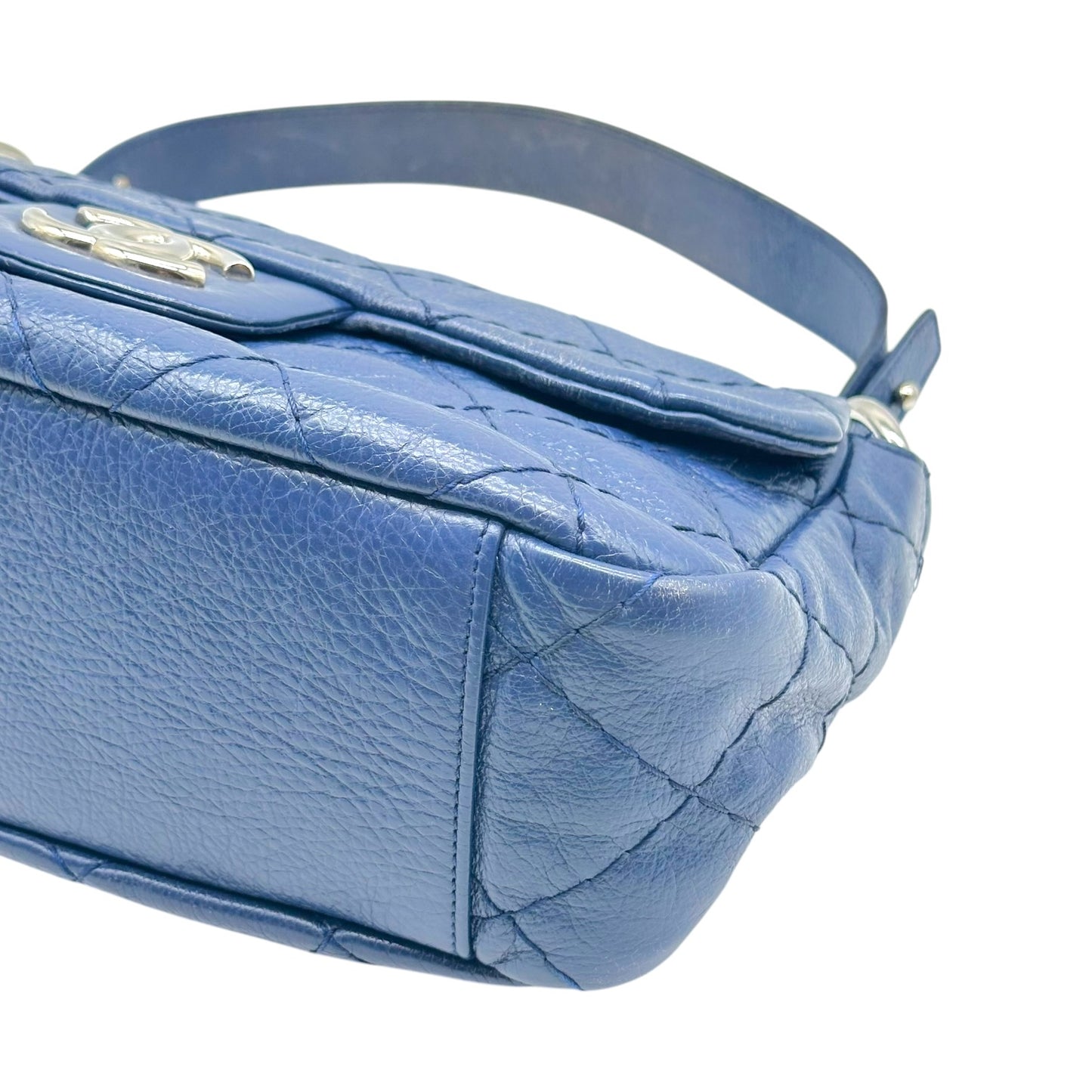 Chanel Blue Wild Stitch Matelasse Shoulder Flap Bag 2009-10