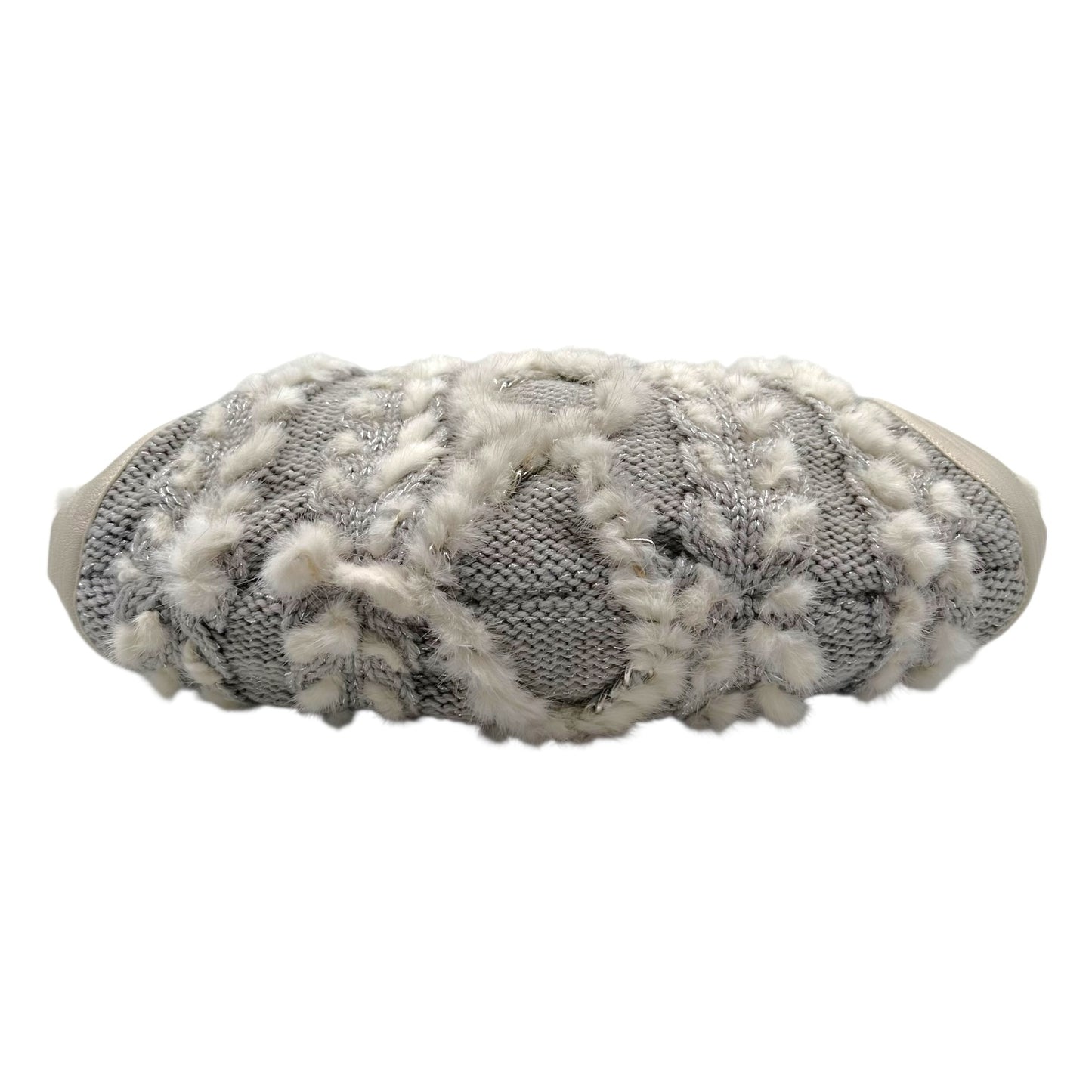 Salvatore Ferragamo Cable Knit & Rabbit Fur Shoulder Bag