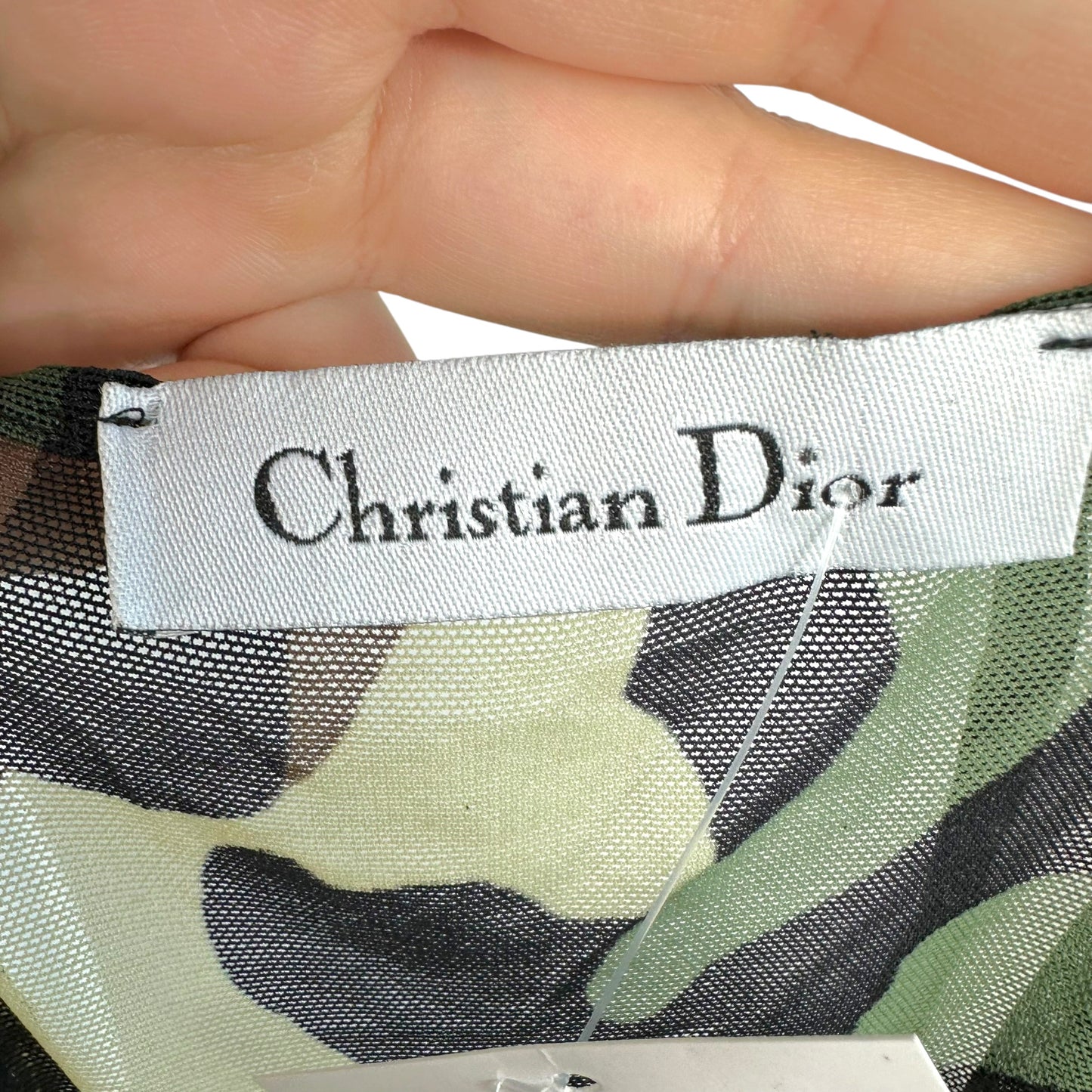 Christian Dior Camouflage Print Mesh Slip Mini Dress