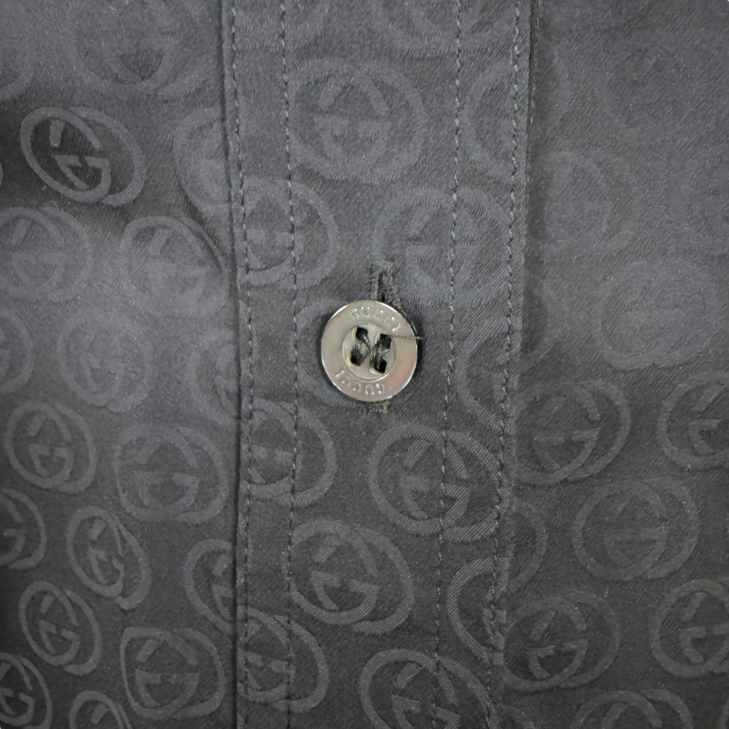 Gucci by Tom Ford F/W 2003 Black Logo Monogram Button Up Blouse - Outfit Repeater