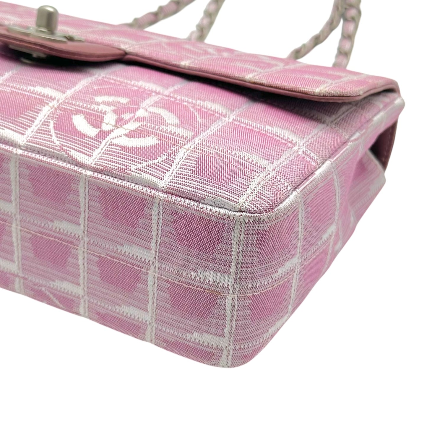 Chanel Pink Canvas & Leather Travel Line Medium Flap Bag 2000-02