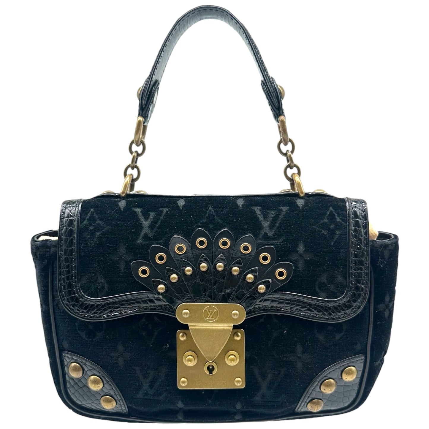 Louis Vuitton Black Velours Alligator Handbag
