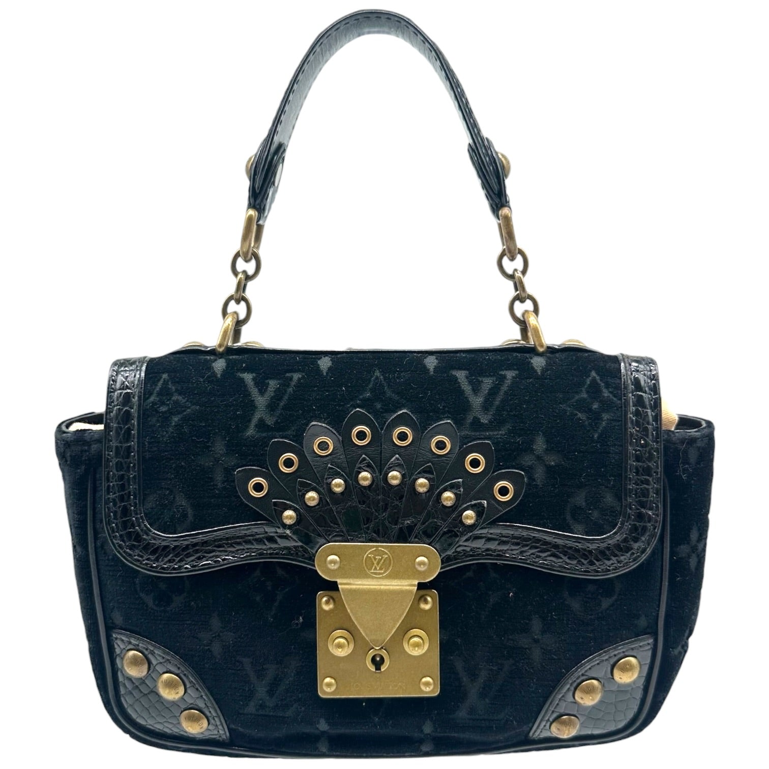 Louis Vuitton Black Velours Alligator Handbag