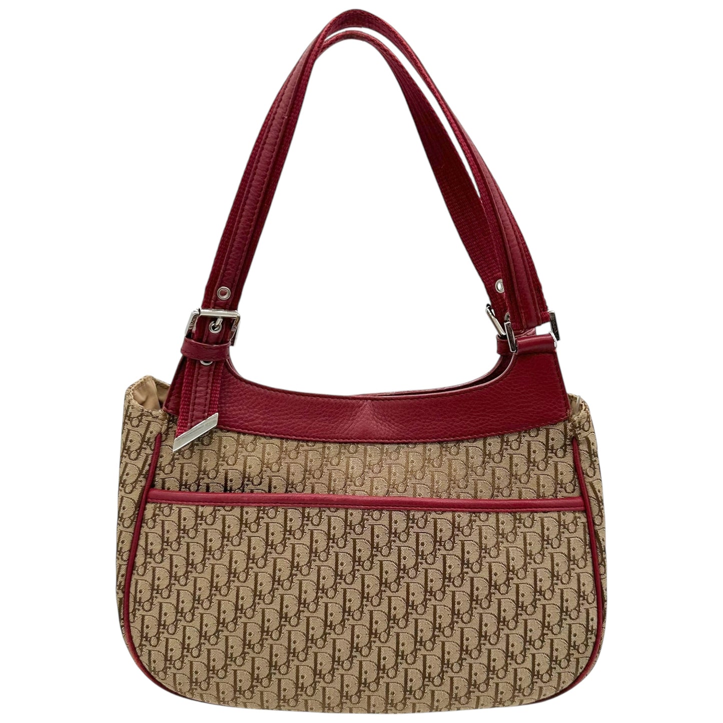 Christian Dior Street Chic Burgundy Trim Monogram Shoulder Bag - Outfit Repeater