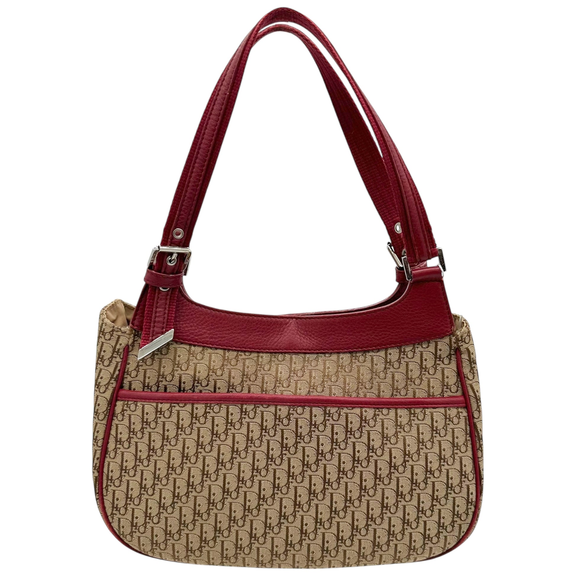 Christian Dior Street Chic Burgundy Trim Monogram Shoulder Bag - Outfit Repeater