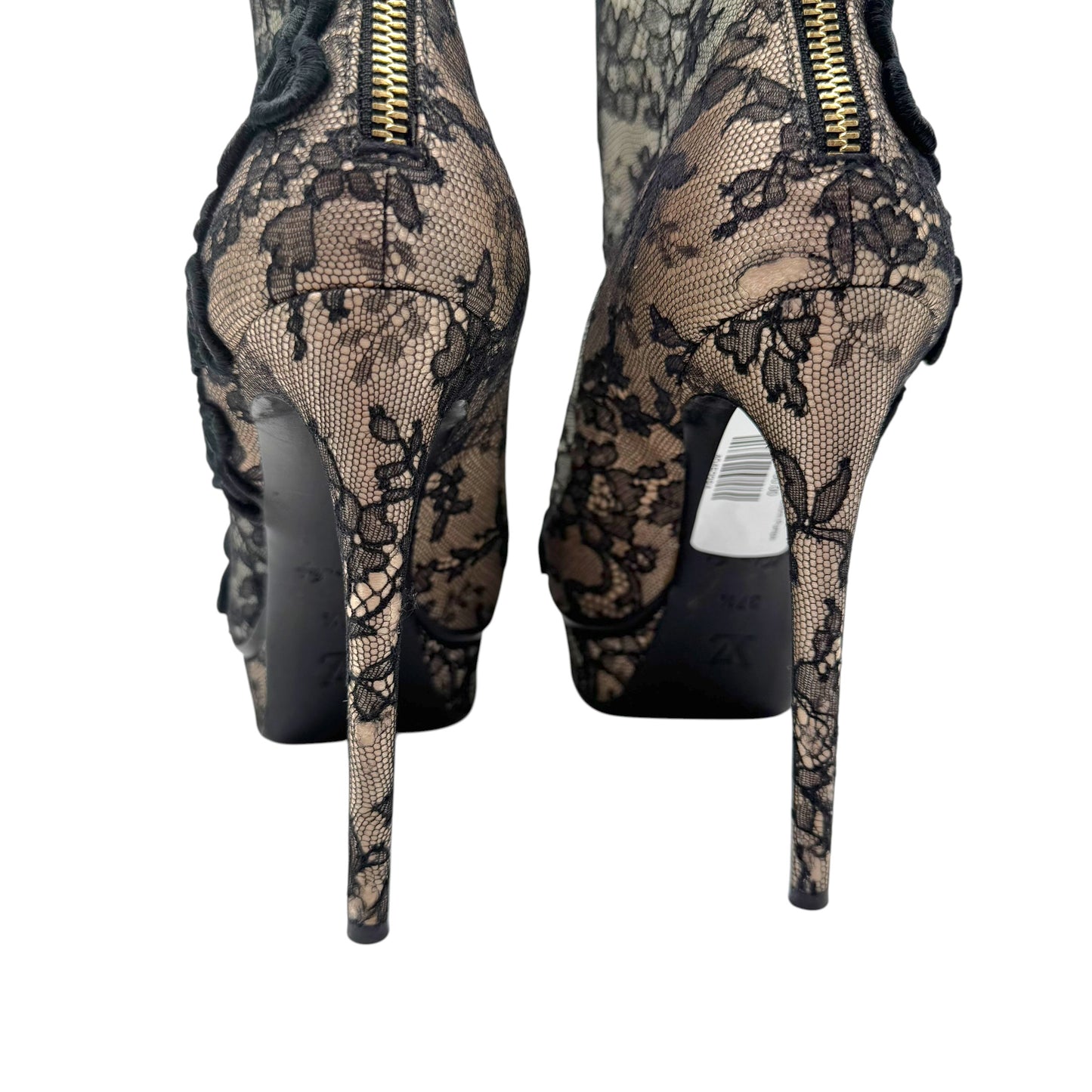 Louis Vuitton Lace Heeled Peep-Toe Platform Pumps