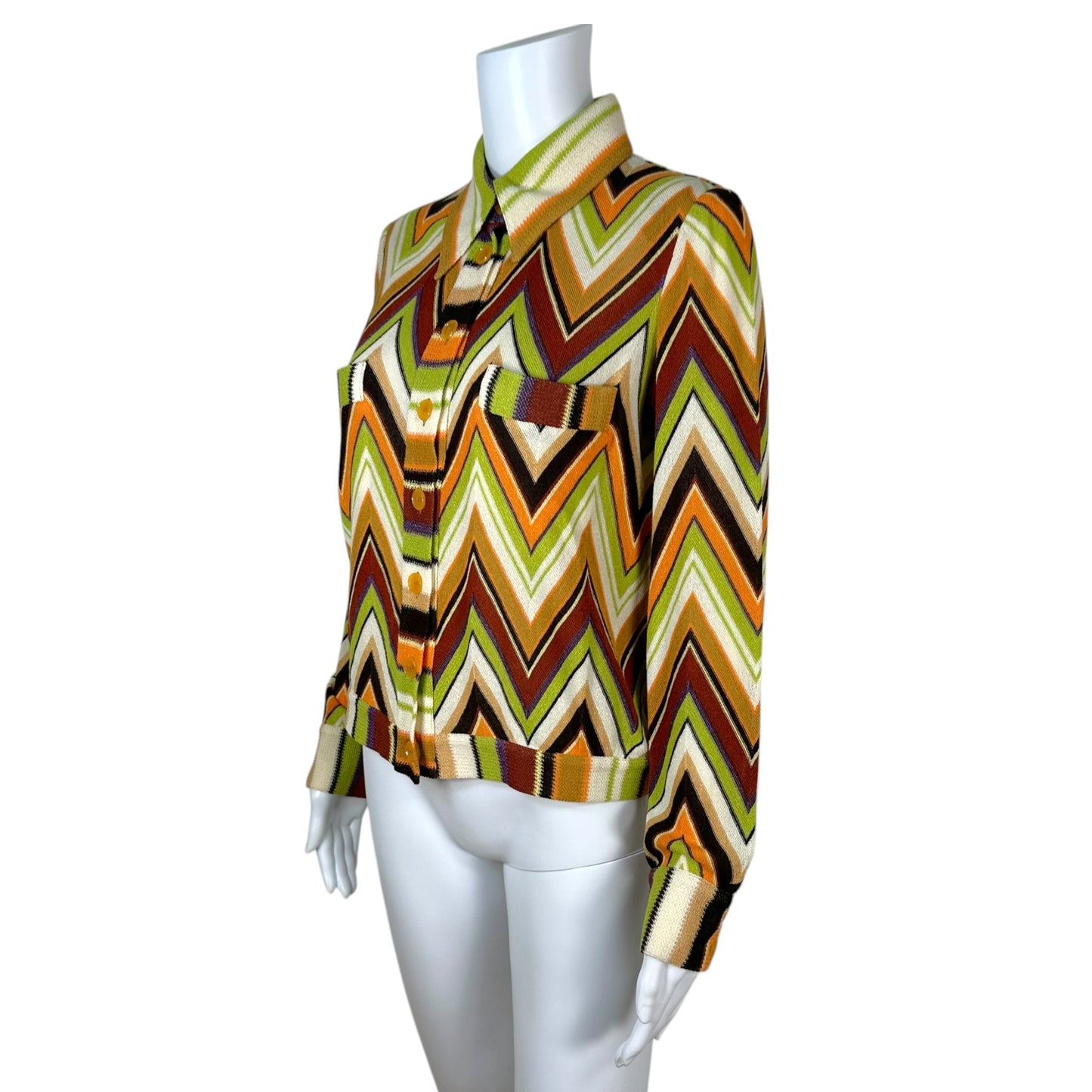 Missoni Chevron Knit Jacket Brown Orange Green