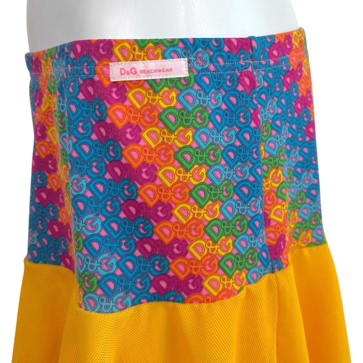 D&G Dolce & Gabbana Beachwear Rainbow Logo Mini Skirt