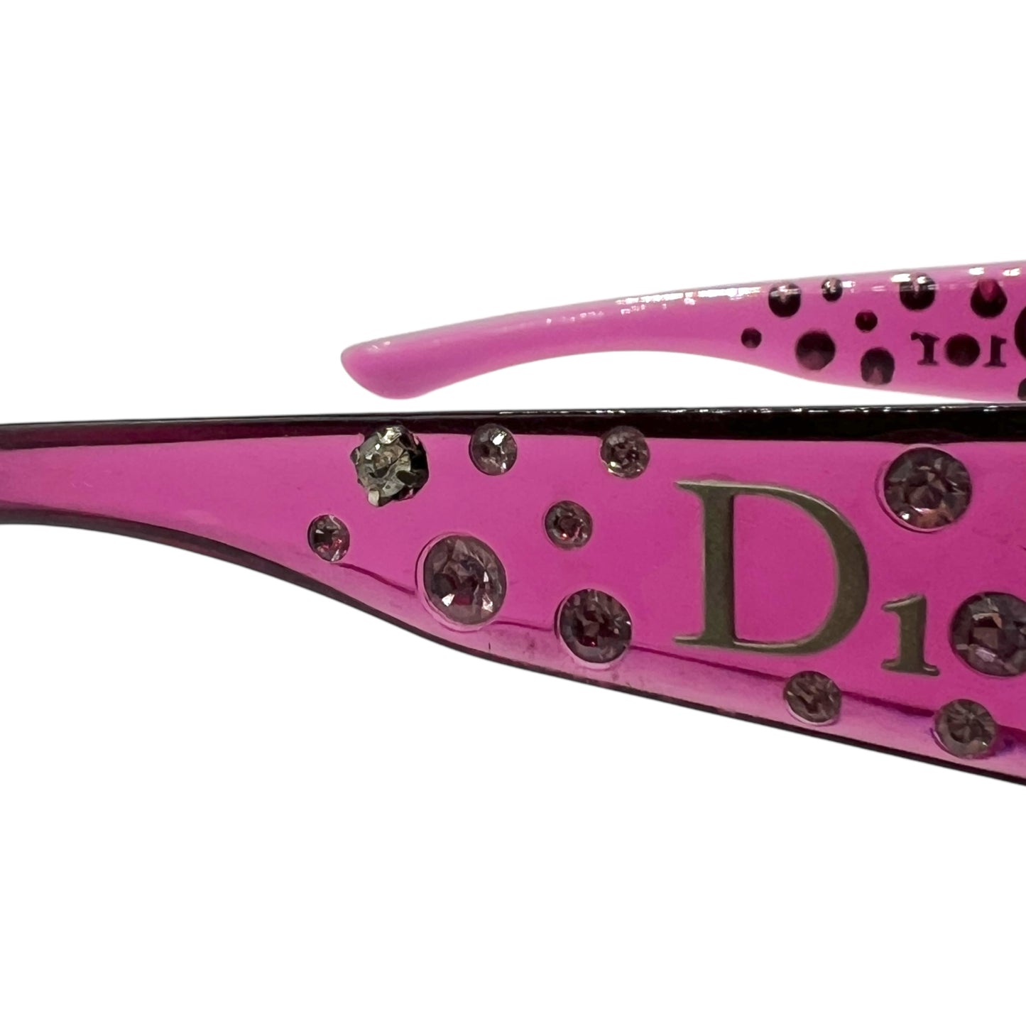 Christian Dior DiorSparkling1 Pink Crystal Embellished Rectangle Sunglasses w/ Case