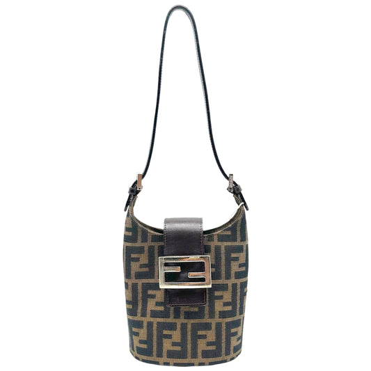 Fendi Small Bucket Shoulder Bag Brown Zucca Monogram