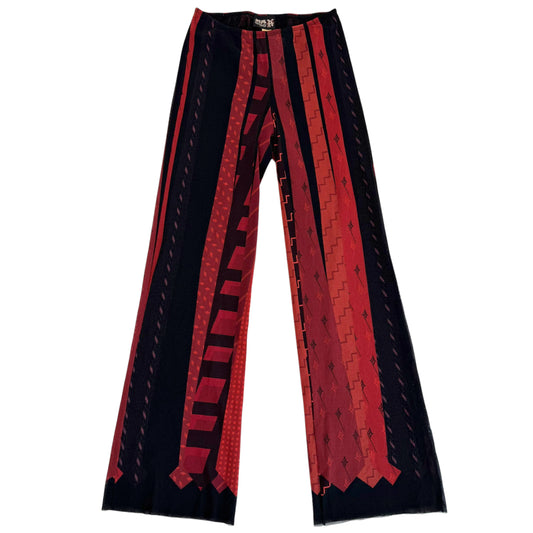 Jean Paul Gaultier JPG Black & Red Printed Mesh Wide-Leg Pants