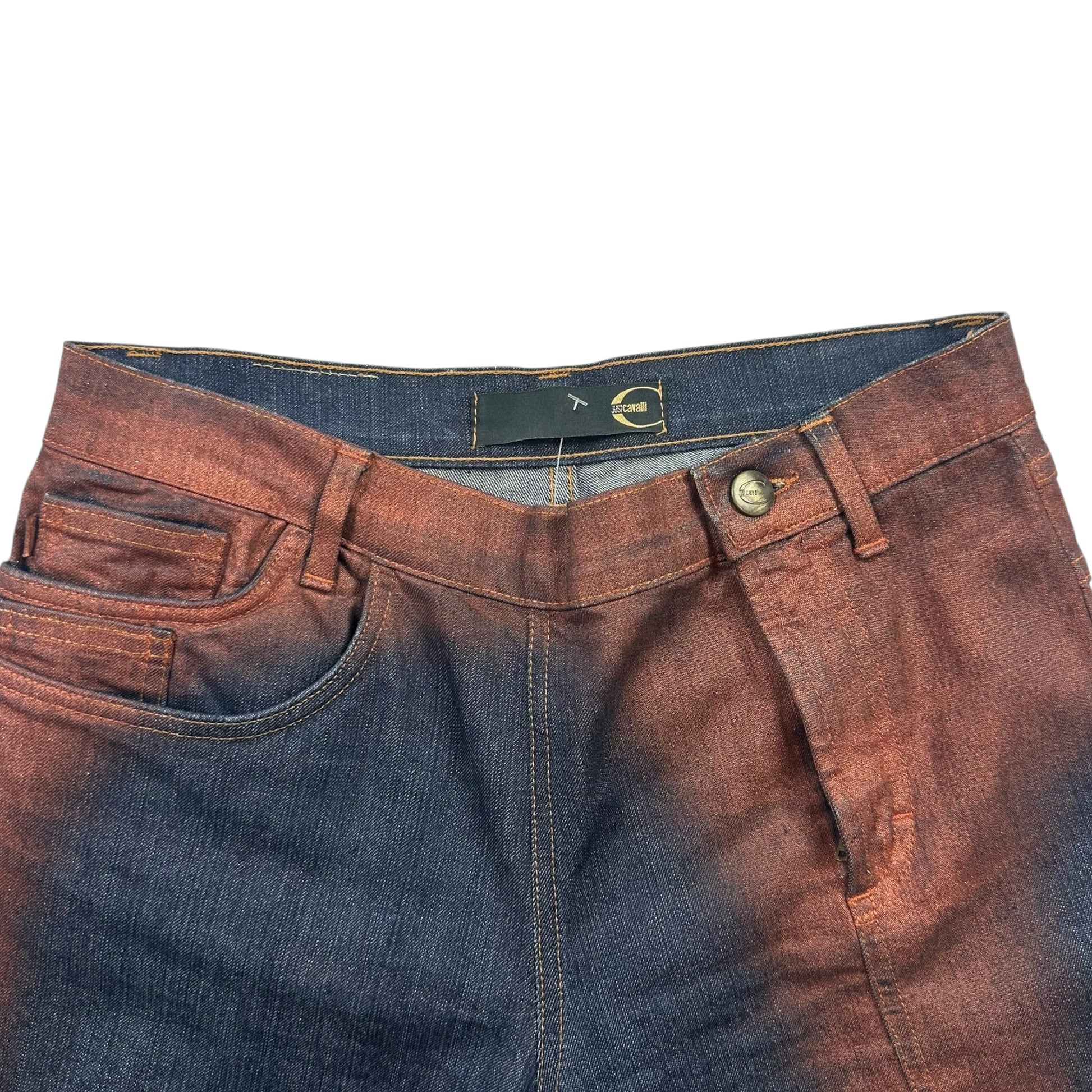 Just Cavalli Roberto Cavalli Bronze Off Center Zip Jeans - Outfit Repeater