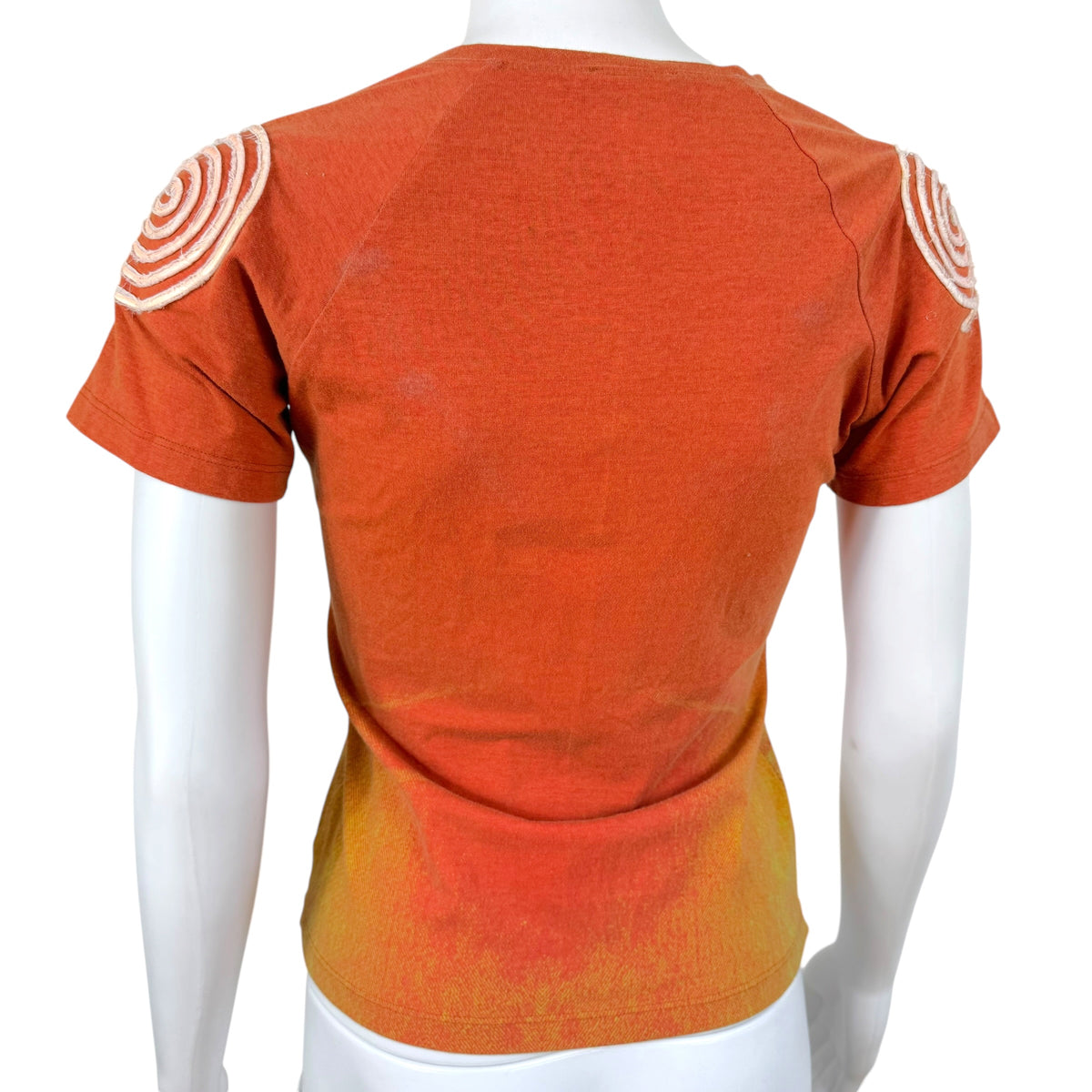 Roberto Cavalli Red Multicolor Denim V-Neck T-Shirt