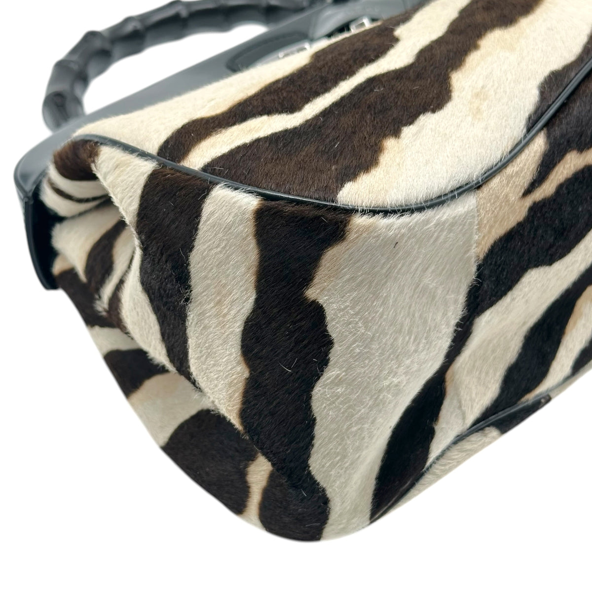 Gucci Lady Lock Zebra Print Ponyhair Bamboo Handbag