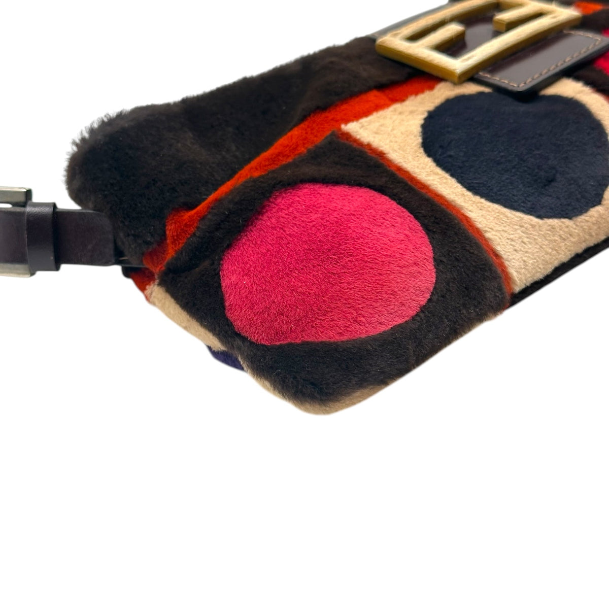 Fendi F/W 2000 Multicolor Geometric Fur Crossbody Baguette
