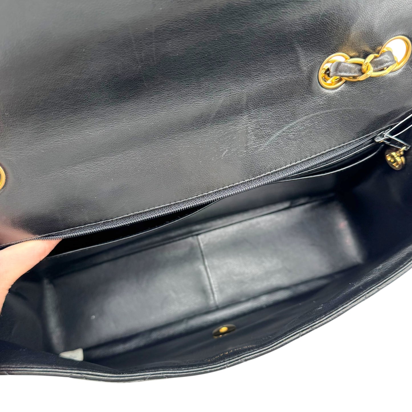 Chanel Black Lambskin Matelasse Jumbo Classic Flap Bag