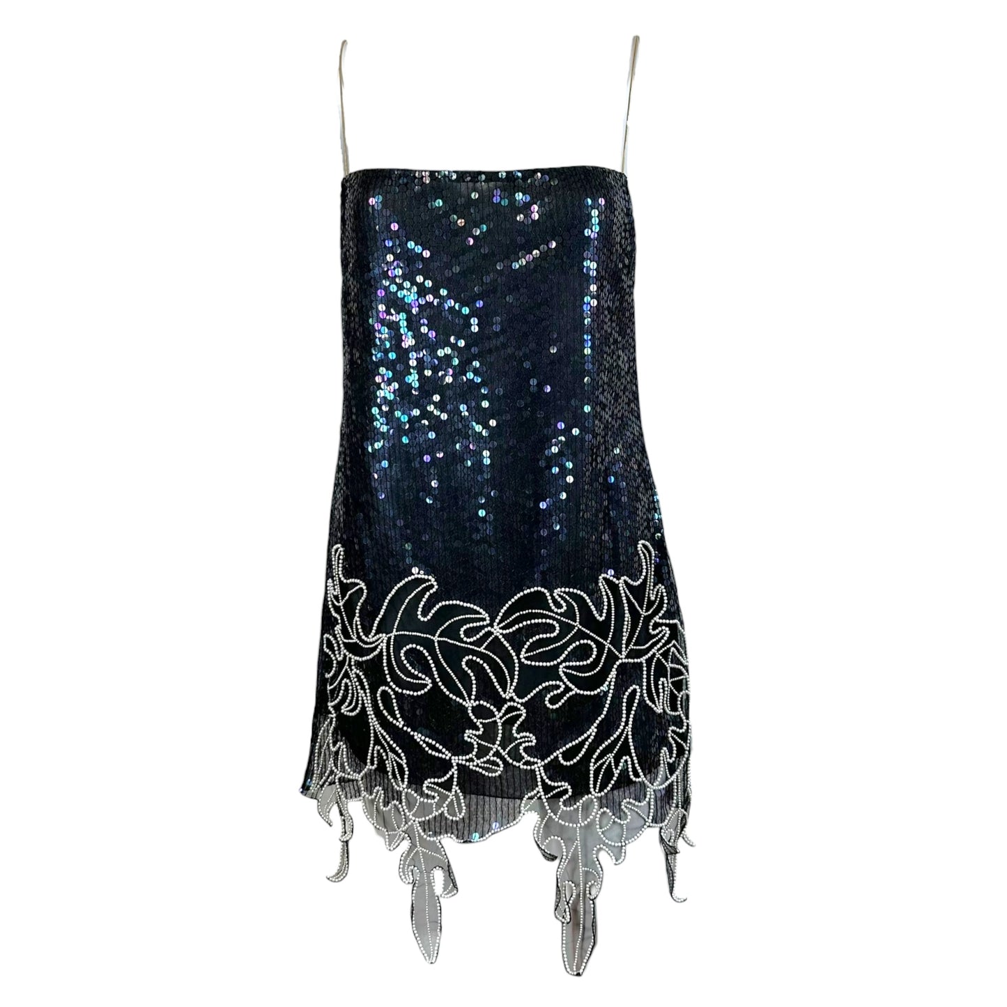 Dsquared2 Silver Sequin Crystal Mini Dress Spaghetti Straps