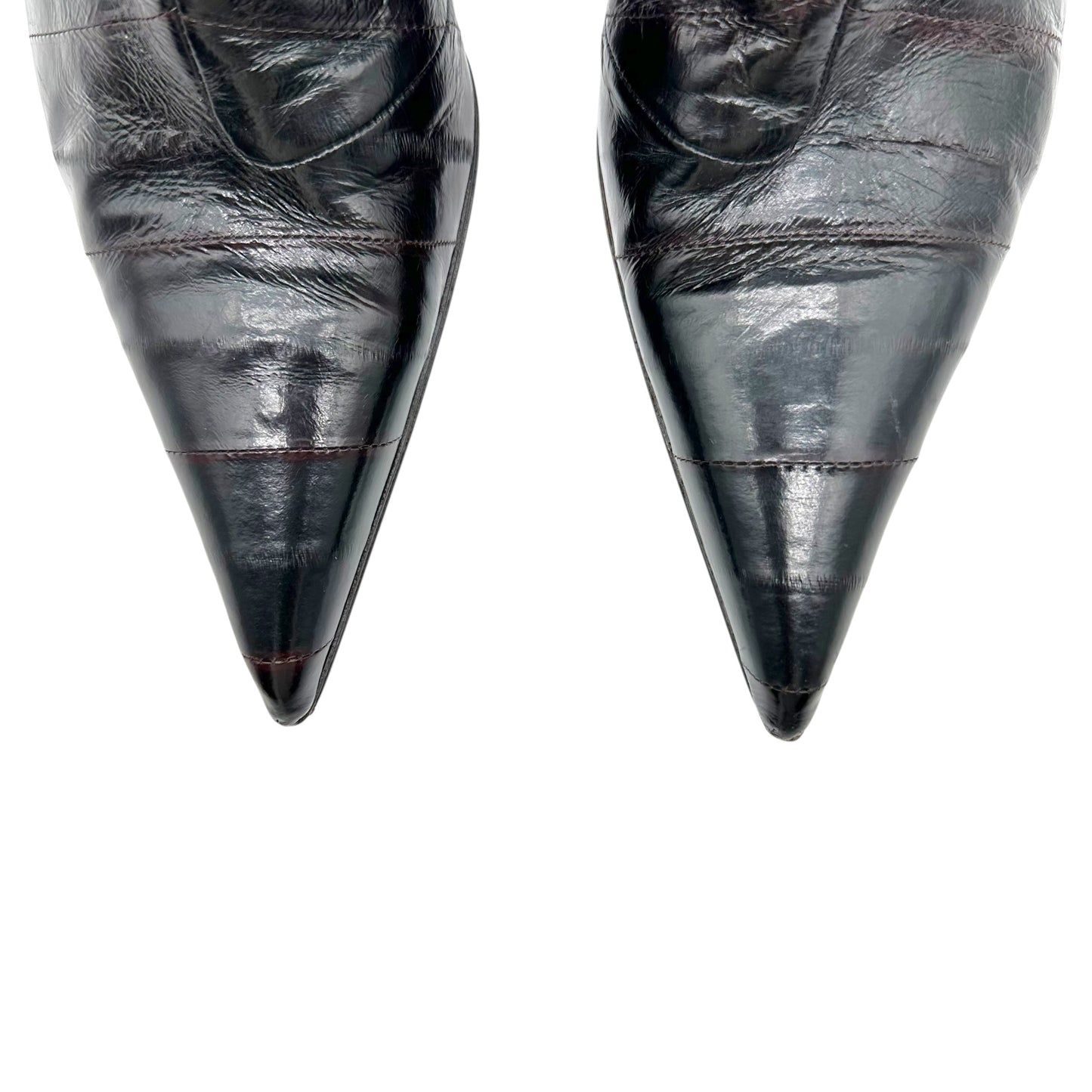 Dolce & Gabbana Brown Eel Skin Pointed Toe Heeled Ankle Boots