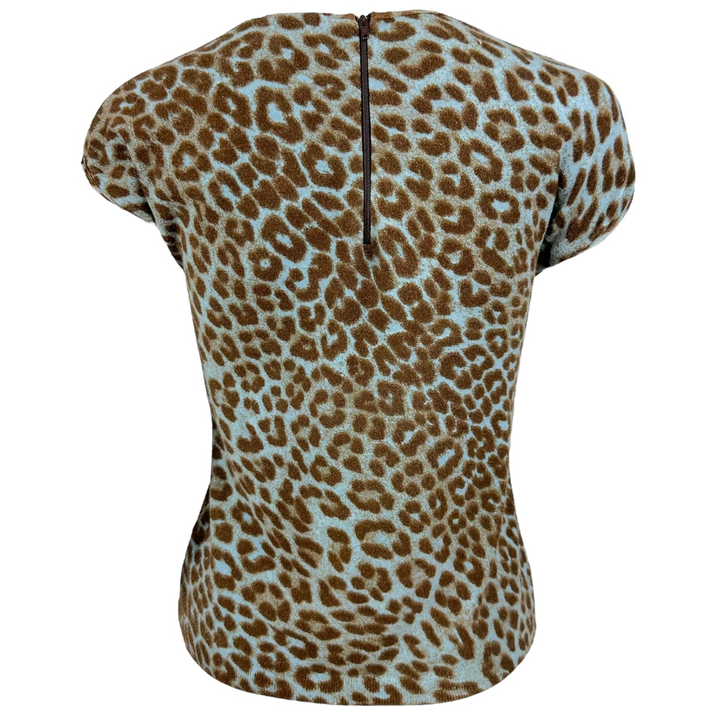 Anna Molinari (Blumarine) Blue Leopard Print Knit Top