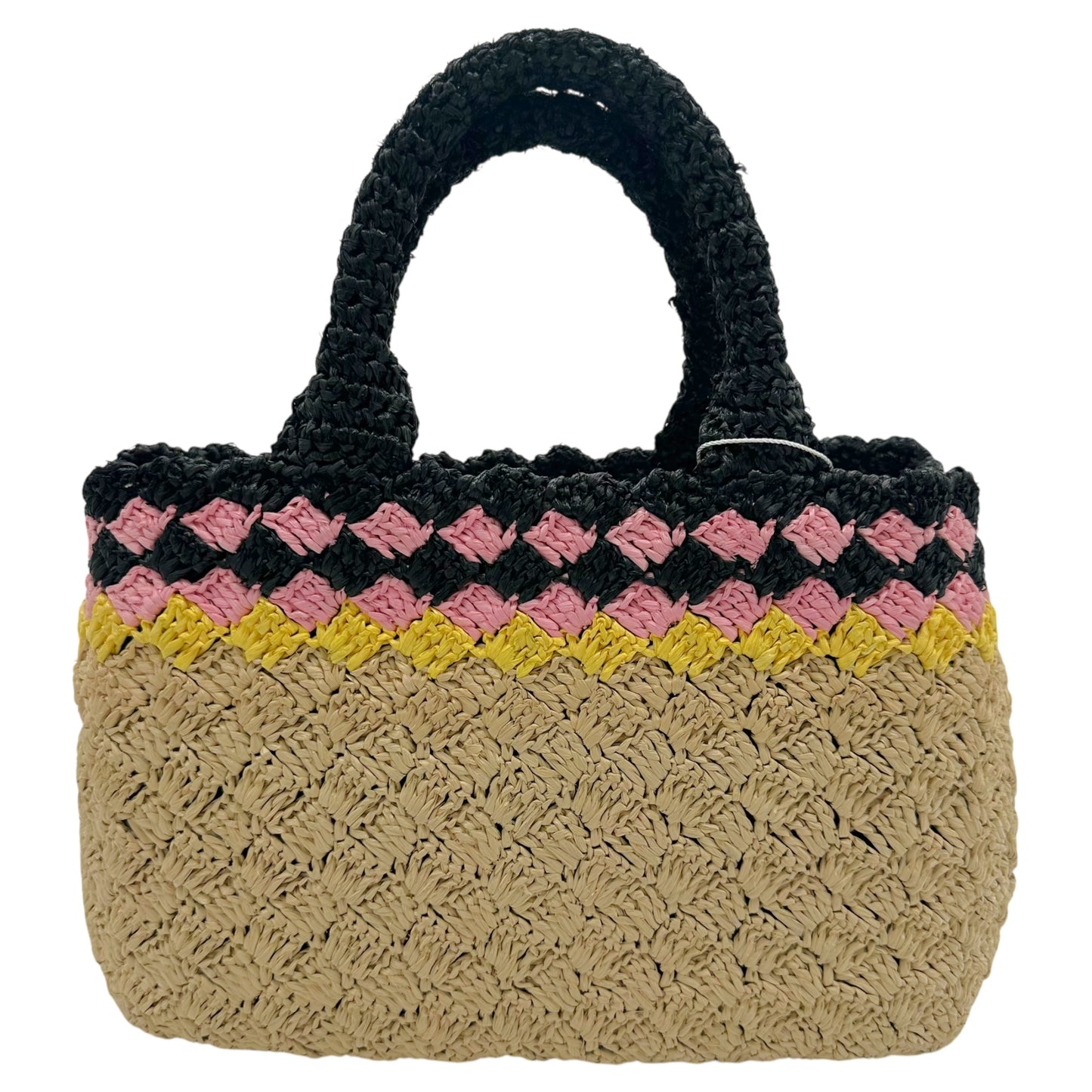 Prada Raffia Pink & Black Canapa 2-Way Tote Bag - Outfit Repeater