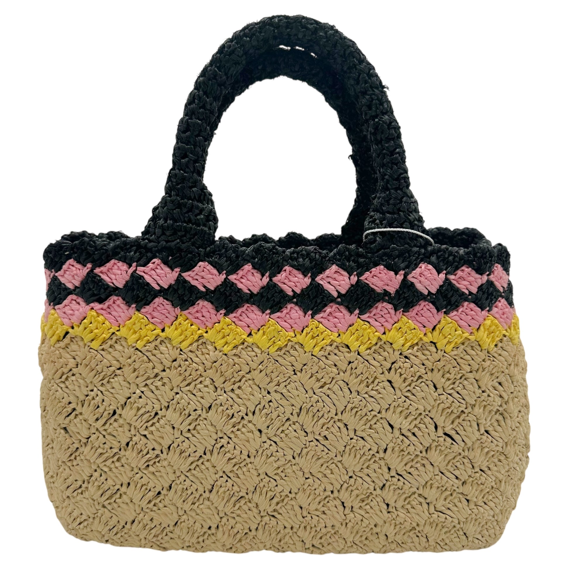 Prada Raffia Pink & Black Canapa 2-Way Tote Bag - Outfit Repeater