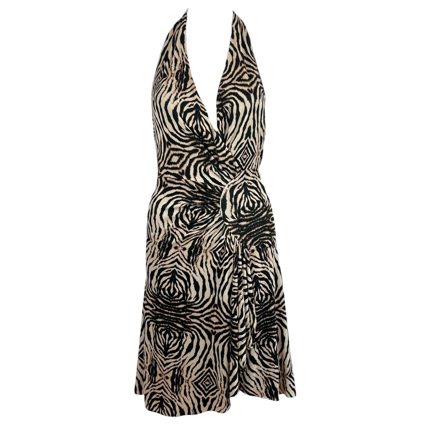 Roberto Cavalli 2006 Zebra Print Halter Mini Dress