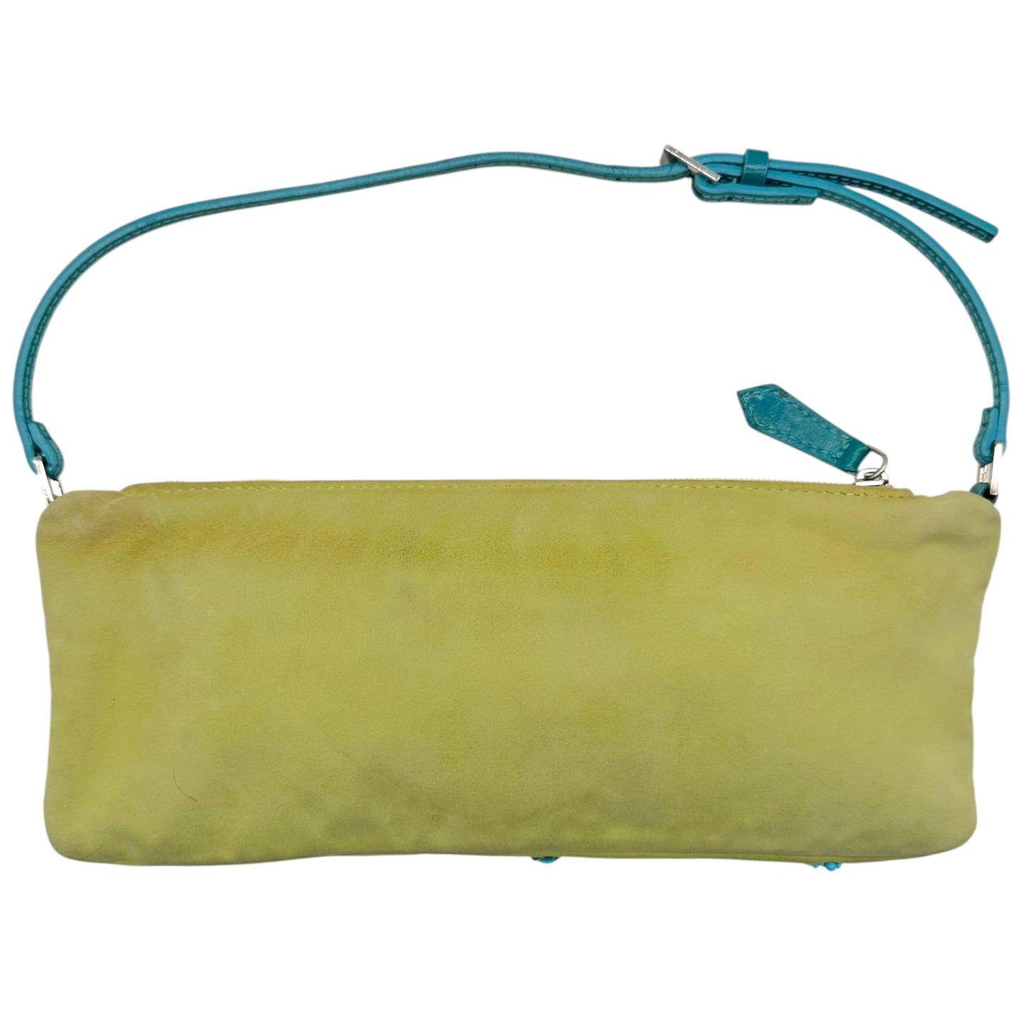 Valentino Green Suede Turquoise Beaded Pochette Bag
